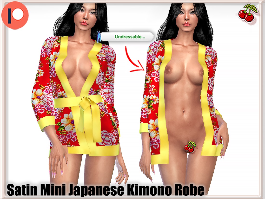 🌸Satin Mini Japanese Kimono Robe (Undressable)