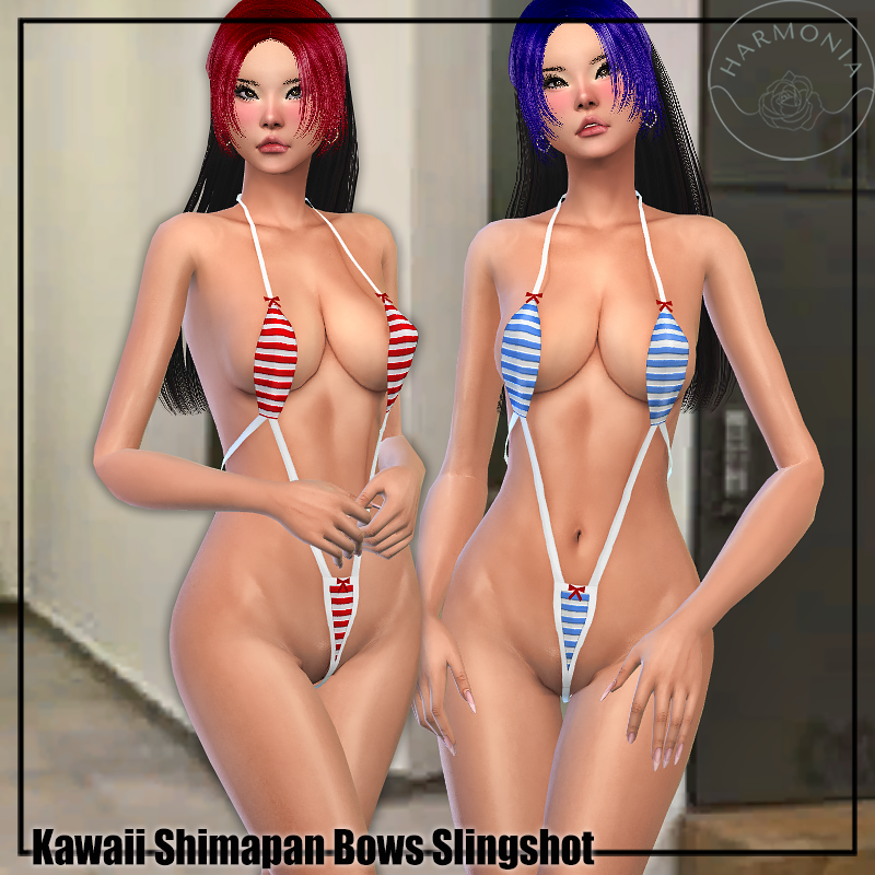⋆｡‧˚ʚ🍓ɞ˚‧｡⋆Kawaii Shimapan Bows Slingshot⋆｡‧˚ʚ🍓ɞ˚‧｡⋆